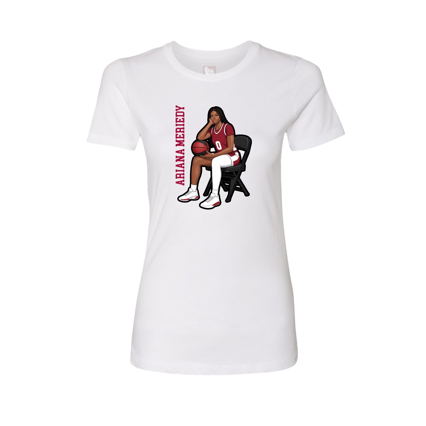 Womens Tee — Name Vertical in White