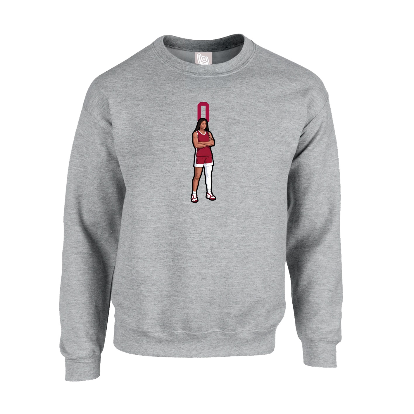 Fleece Crew — Number Top in Grey