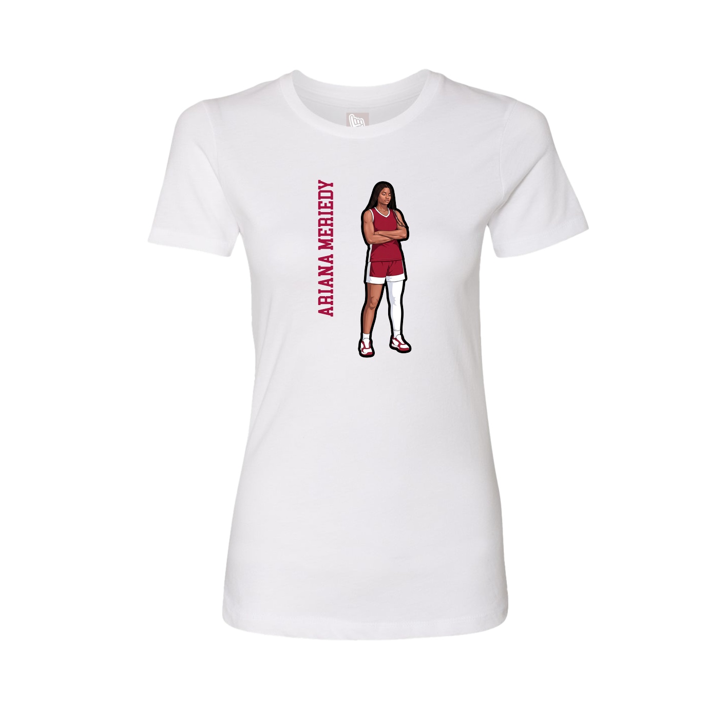 Womens Tee — Name Vertical in White