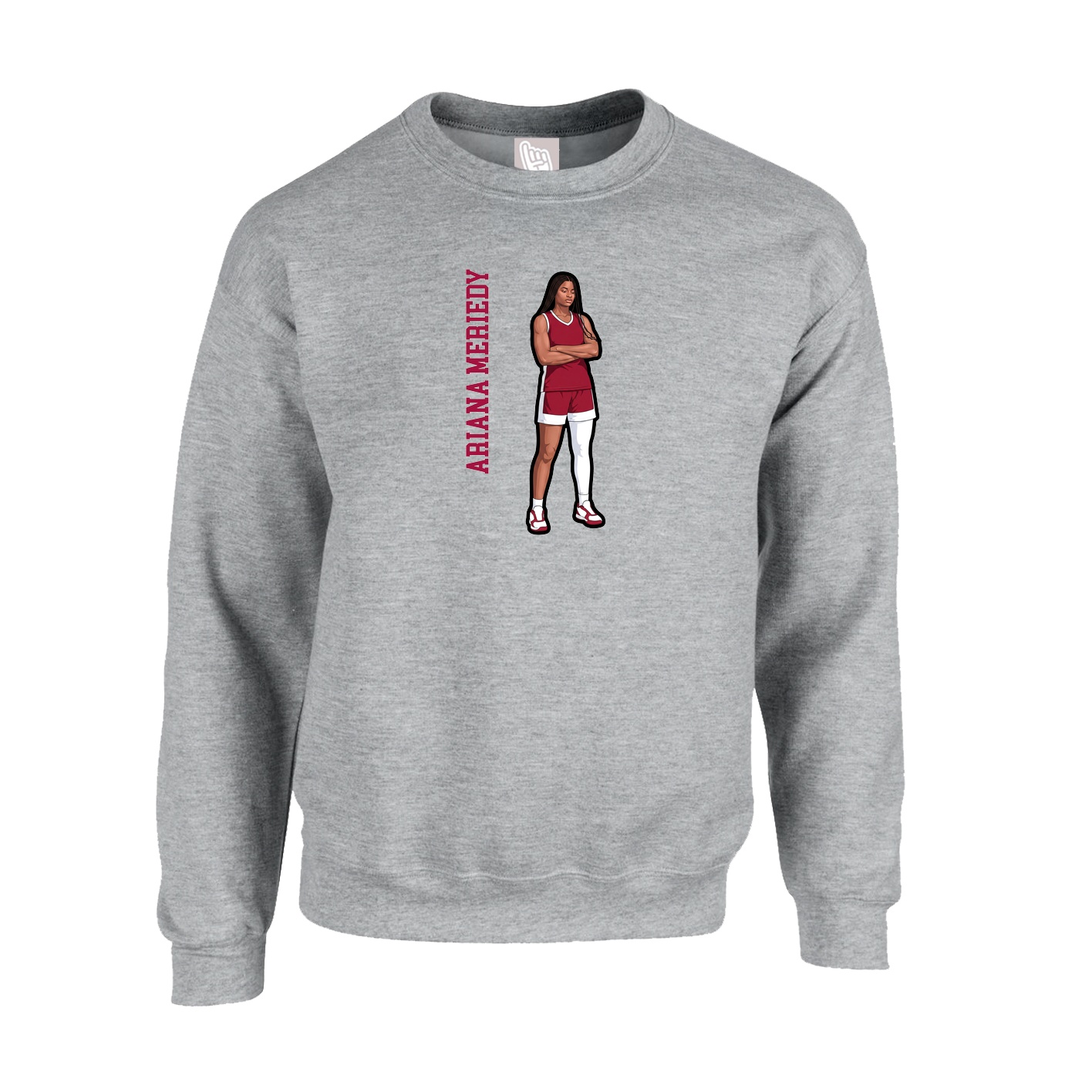 Fleece Crew — Name Vertical in Grey