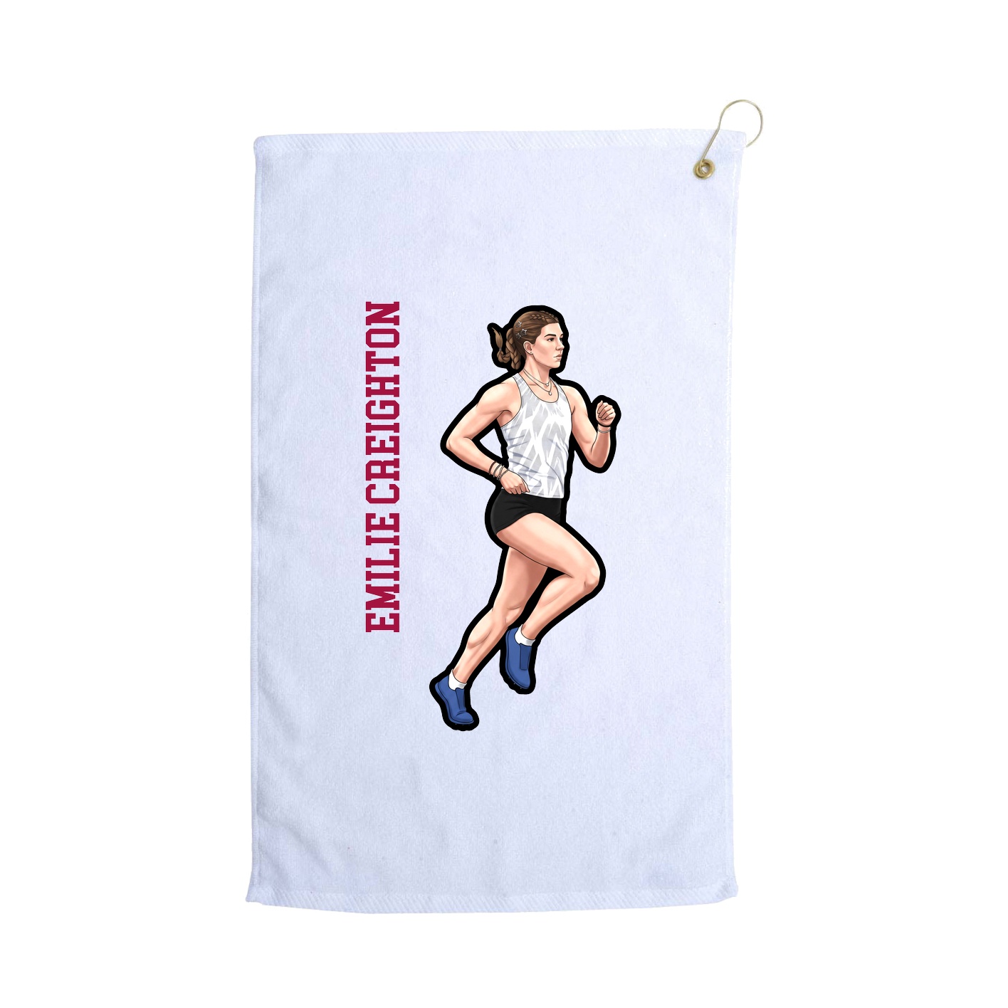 Golf Towel — Name Vertical in White