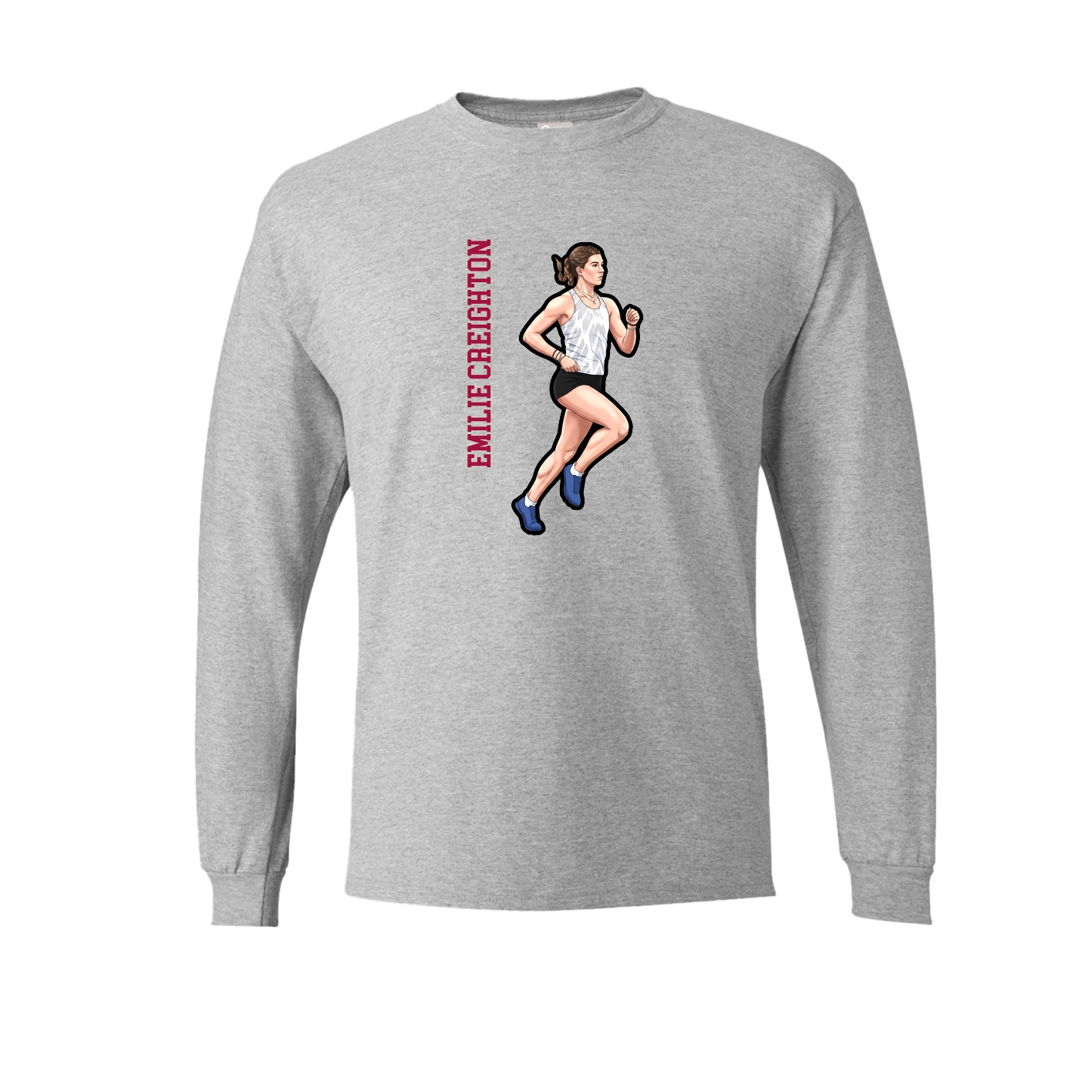 Long Sleeve Tee — Name Vertical in Grey