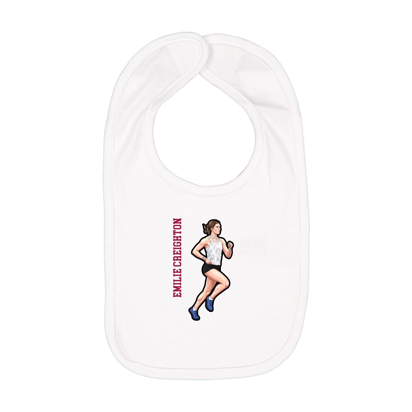 Infant Bib — Name Vertical in White
