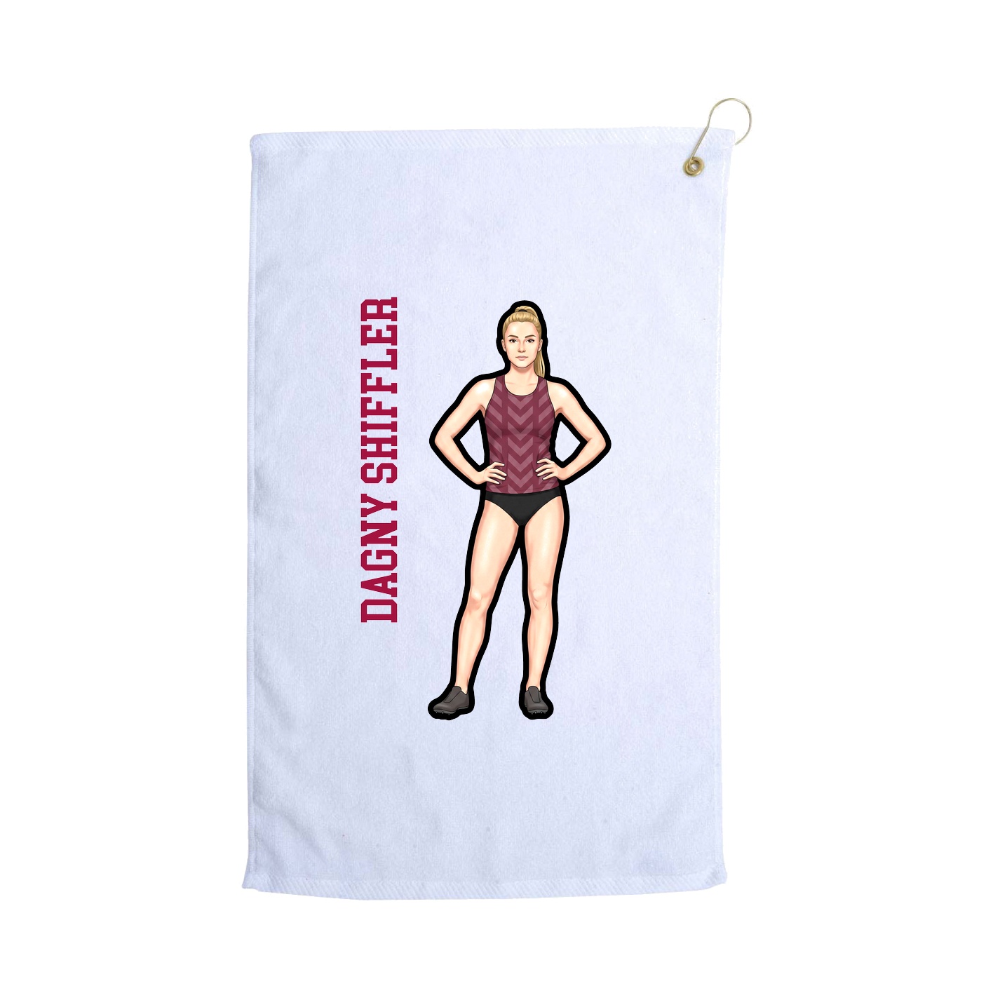 Golf Towel — Name Vertical in White