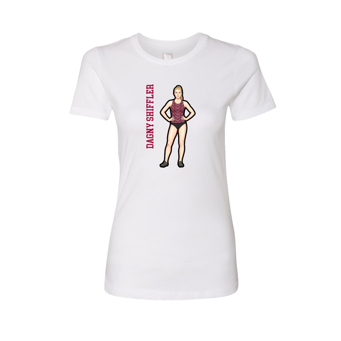 Fitted Women's Tee — Name Vertical in White