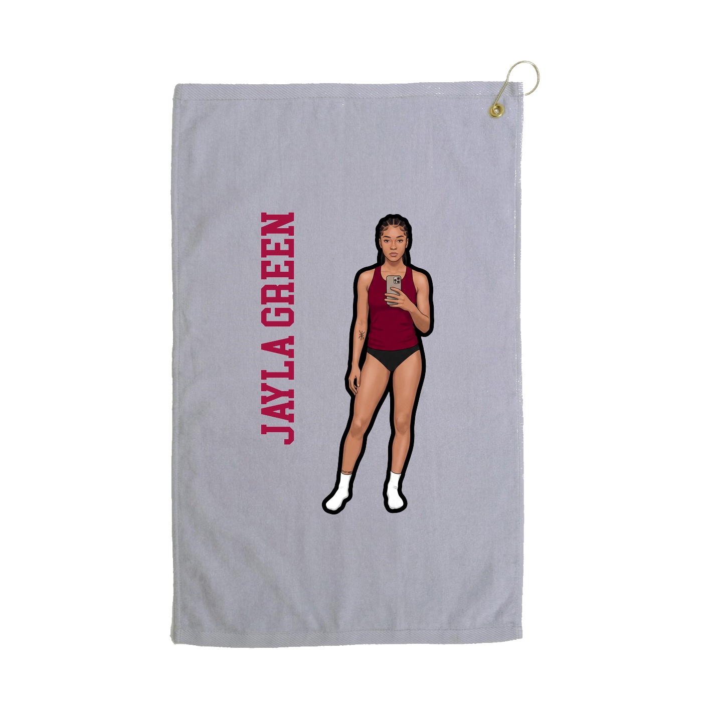 Golf Towel — Name Vertical in Grey