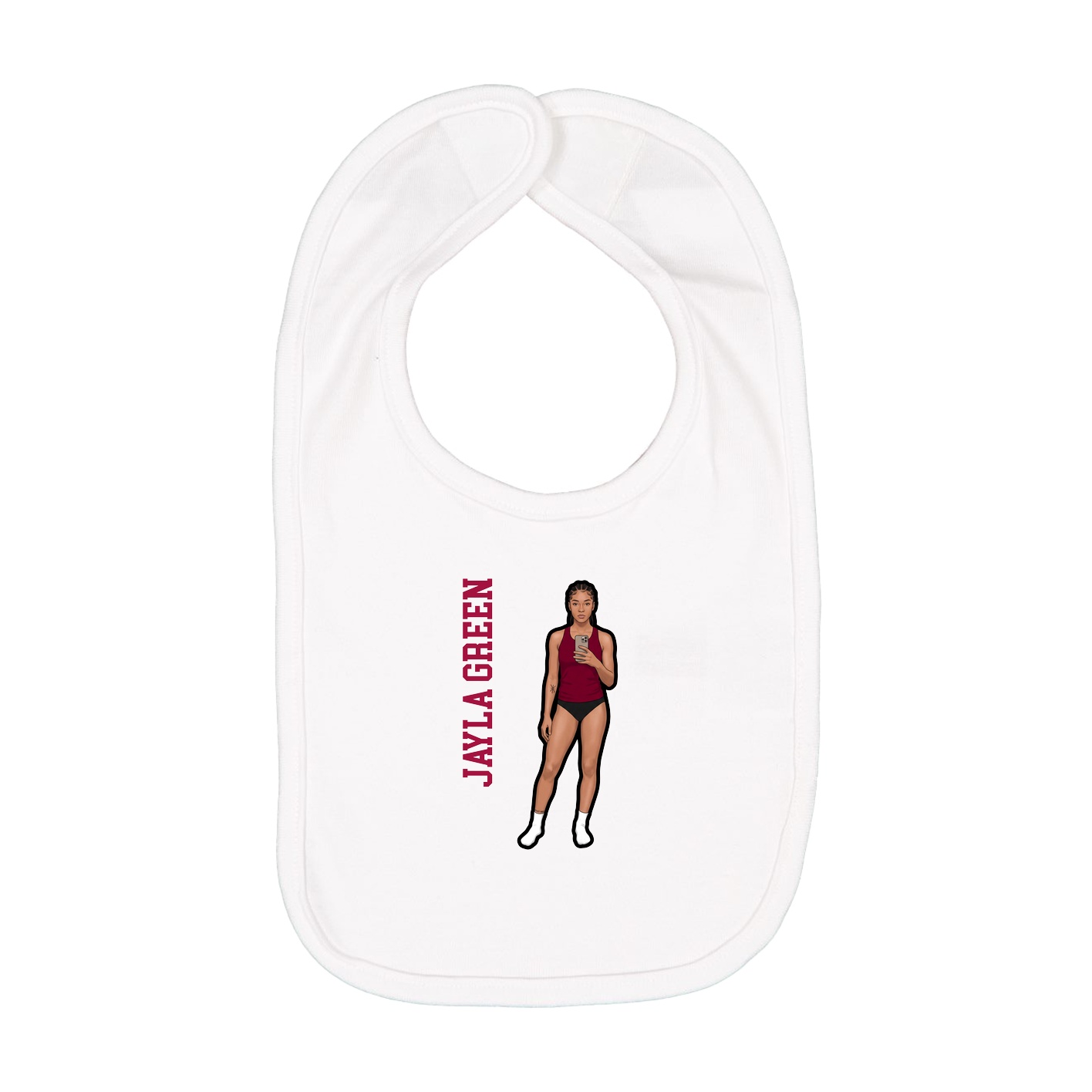 Infant Bib — Name Vertical in White