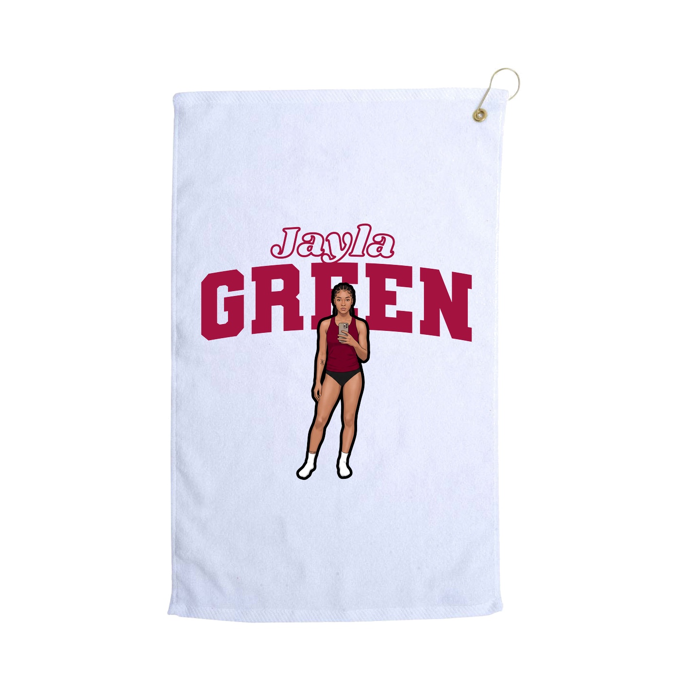 Golf Towel — Name Arch in White