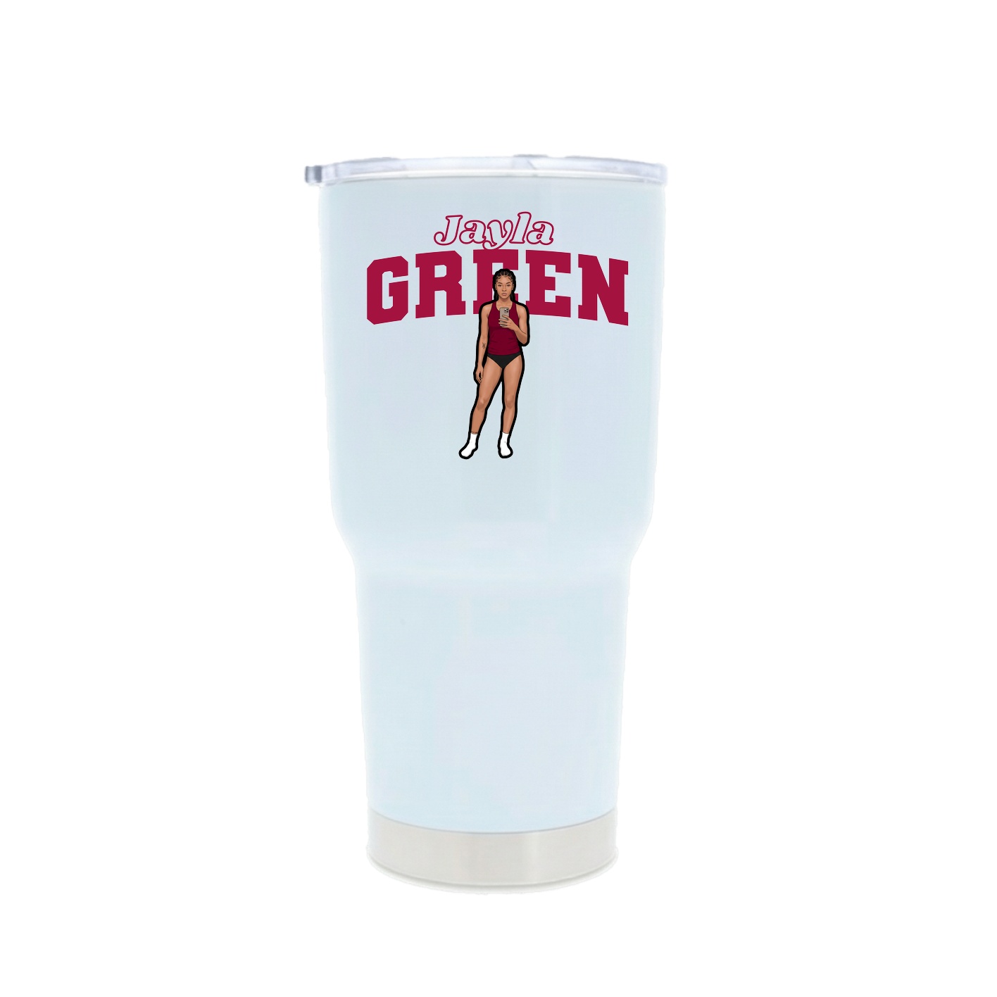 30oz Stainless Steel Tumbler — Name Arch in White