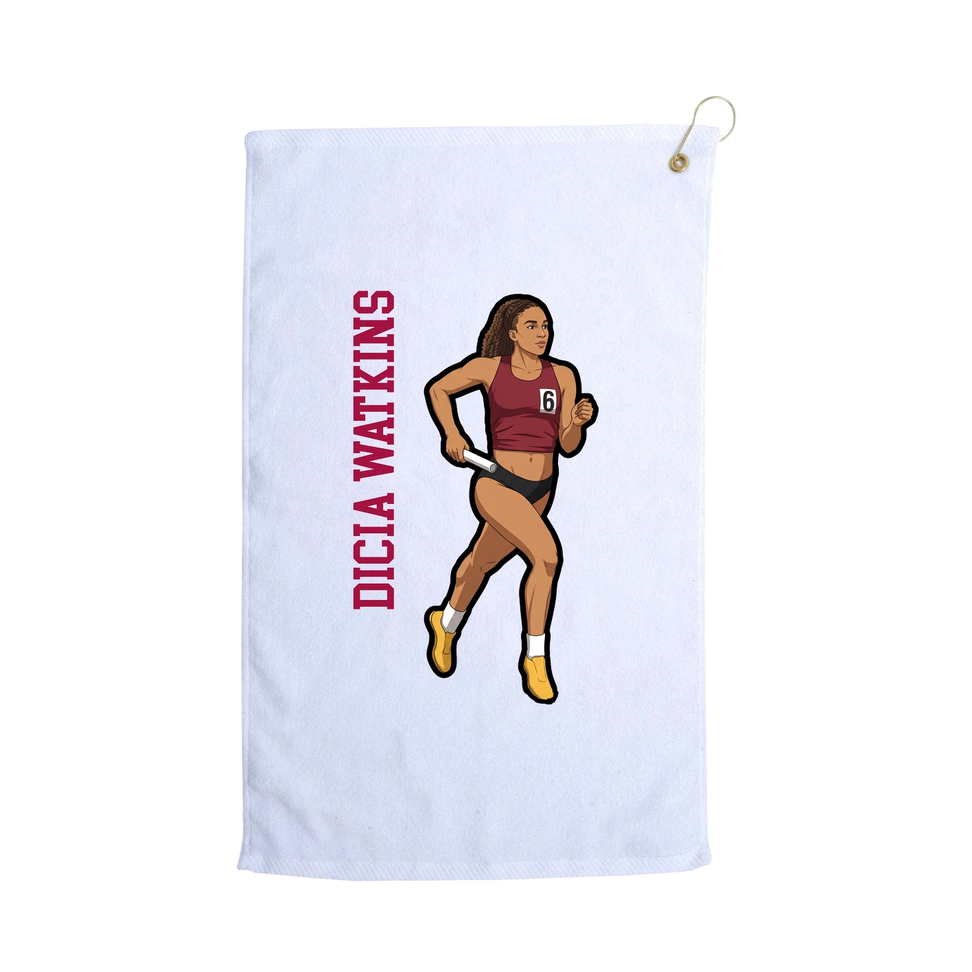 Golf Towel — Name Vertical in White