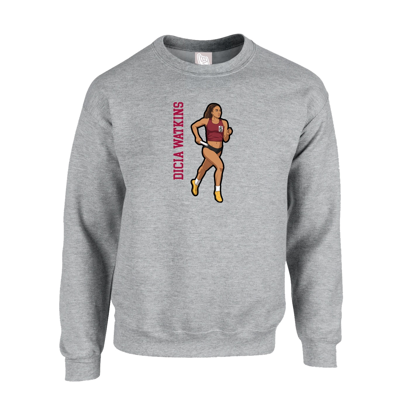 Fleece Crew — Name Vertical in Grey