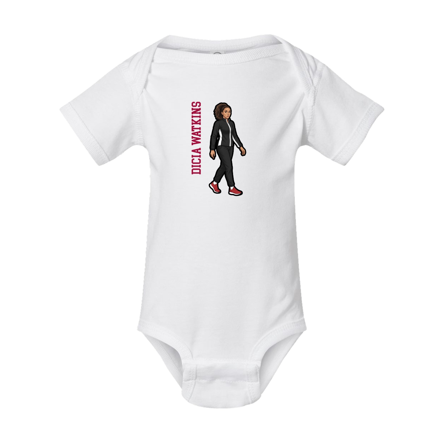 Baby Onesie — Name Vertical in White