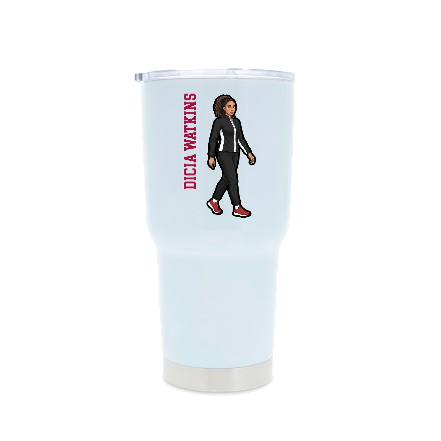 30oz Stainless Steel Tumbler — Name Vertical in White