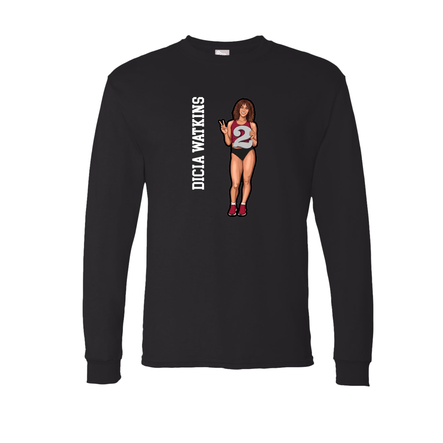 Long Sleeve Tee — Name Vertical in Black