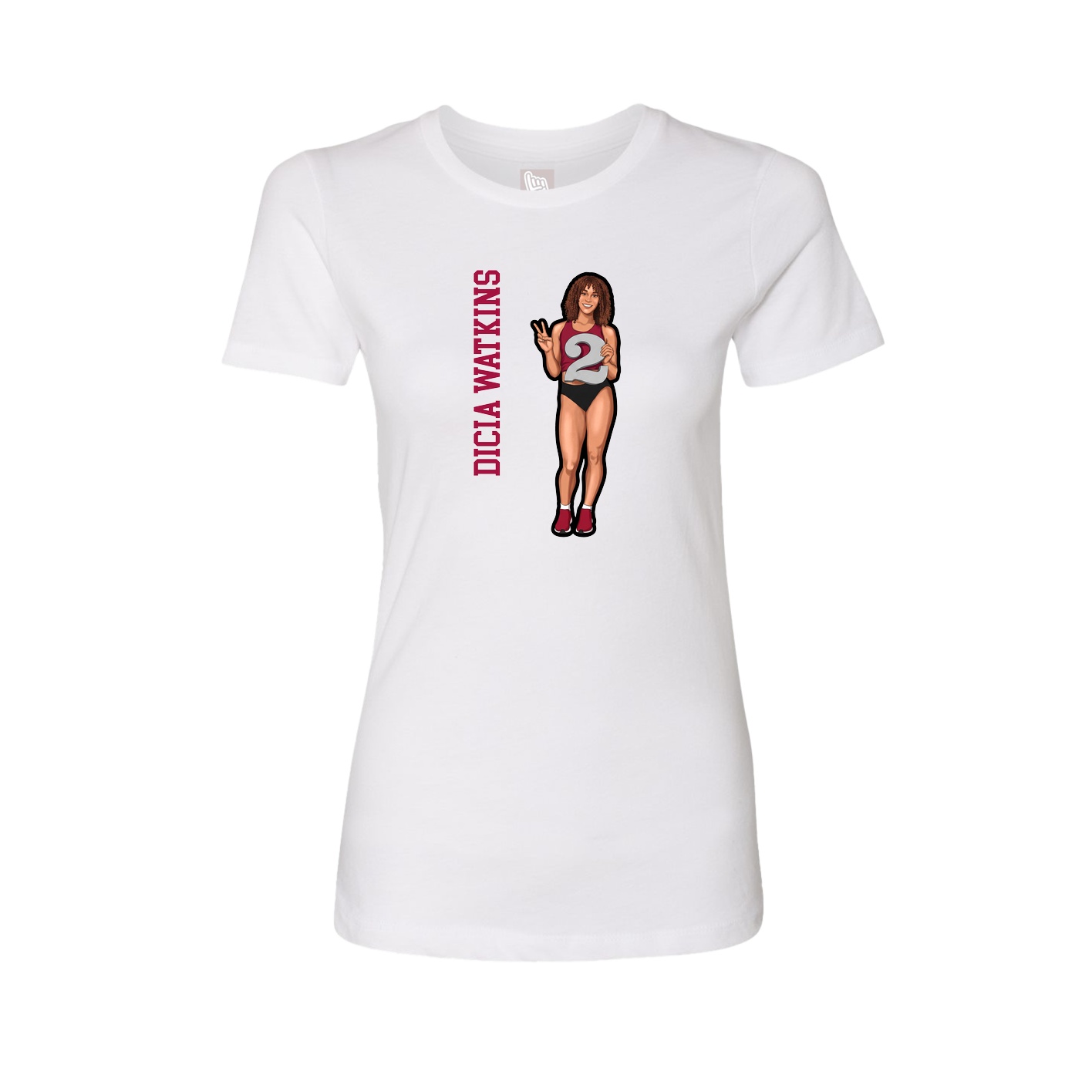 Fitted Women's Tee — Name Vertical in White