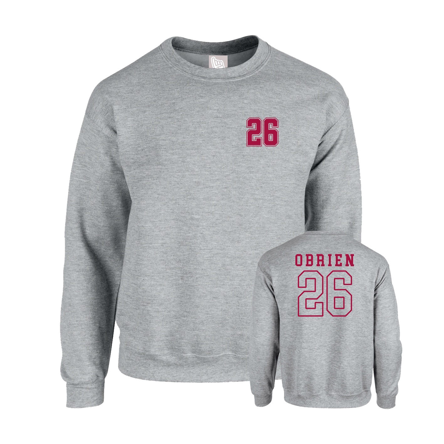 Fleece Crew — Chest Back in Grey