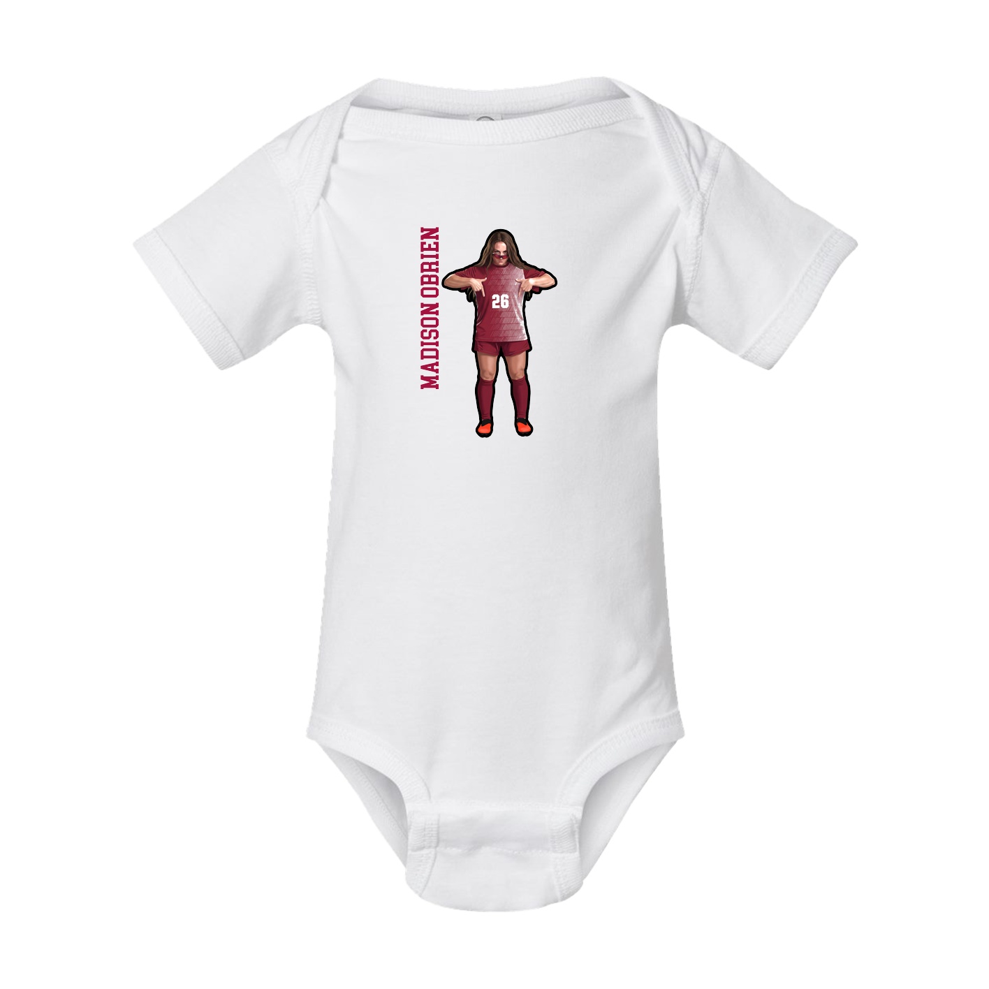 Baby Onesie — Name Vertical in White