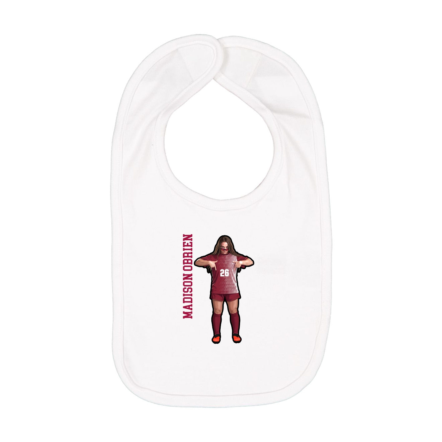 Infant Bib — Name Vertical in White
