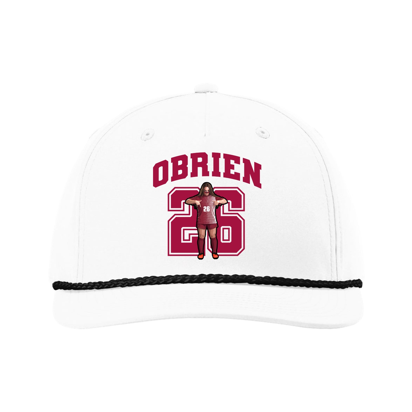 Five-Panel Classic Rope Cap — Number in White