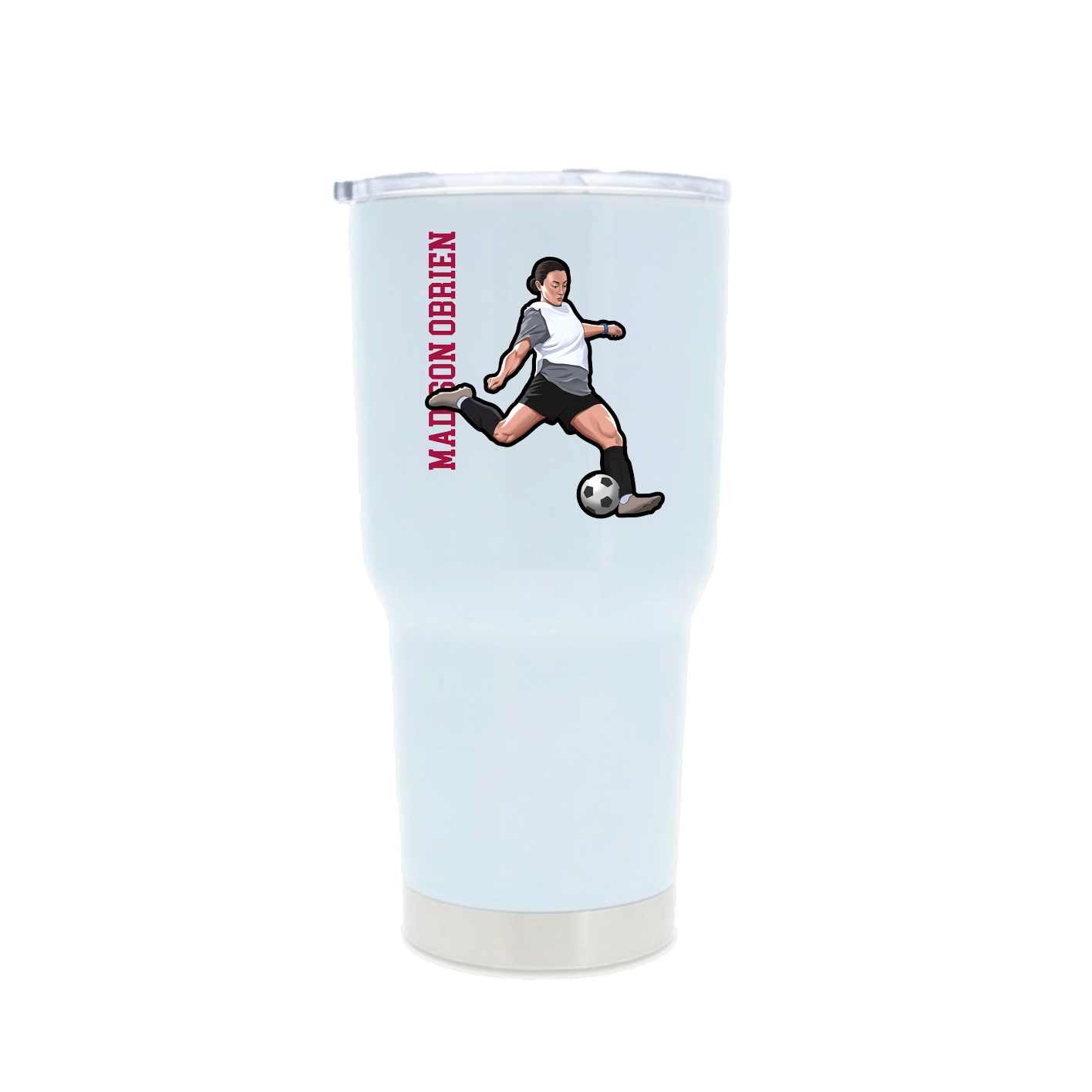 30oz Stainless Steel Tumbler — Name Vertical in White