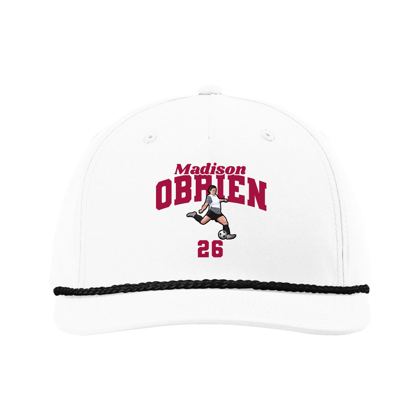 Five-Panel Classic Rope Cap — Signature Arch in White