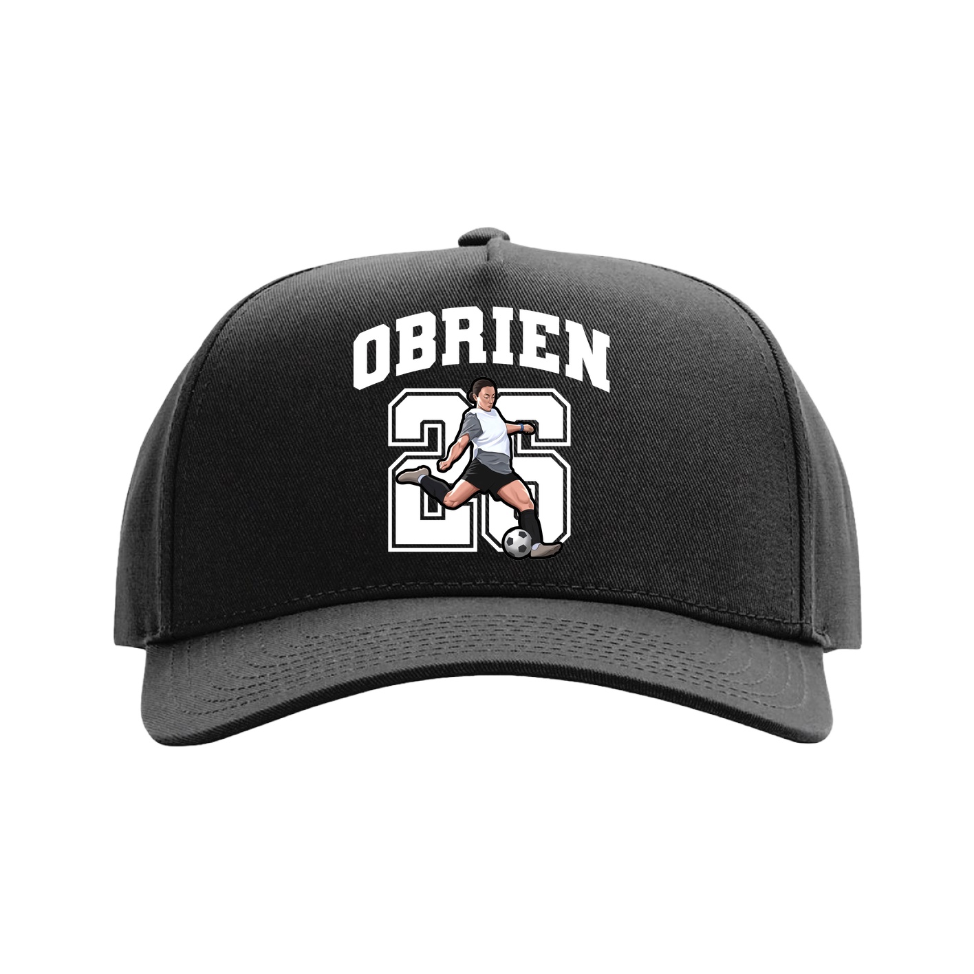 Full Fabric Five-Panel Champ Cap — Number in Black