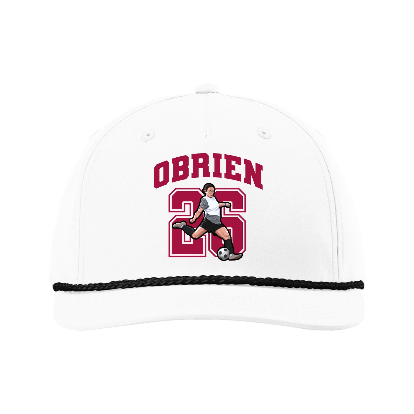 Five-Panel Classic Rope Cap — Number in White
