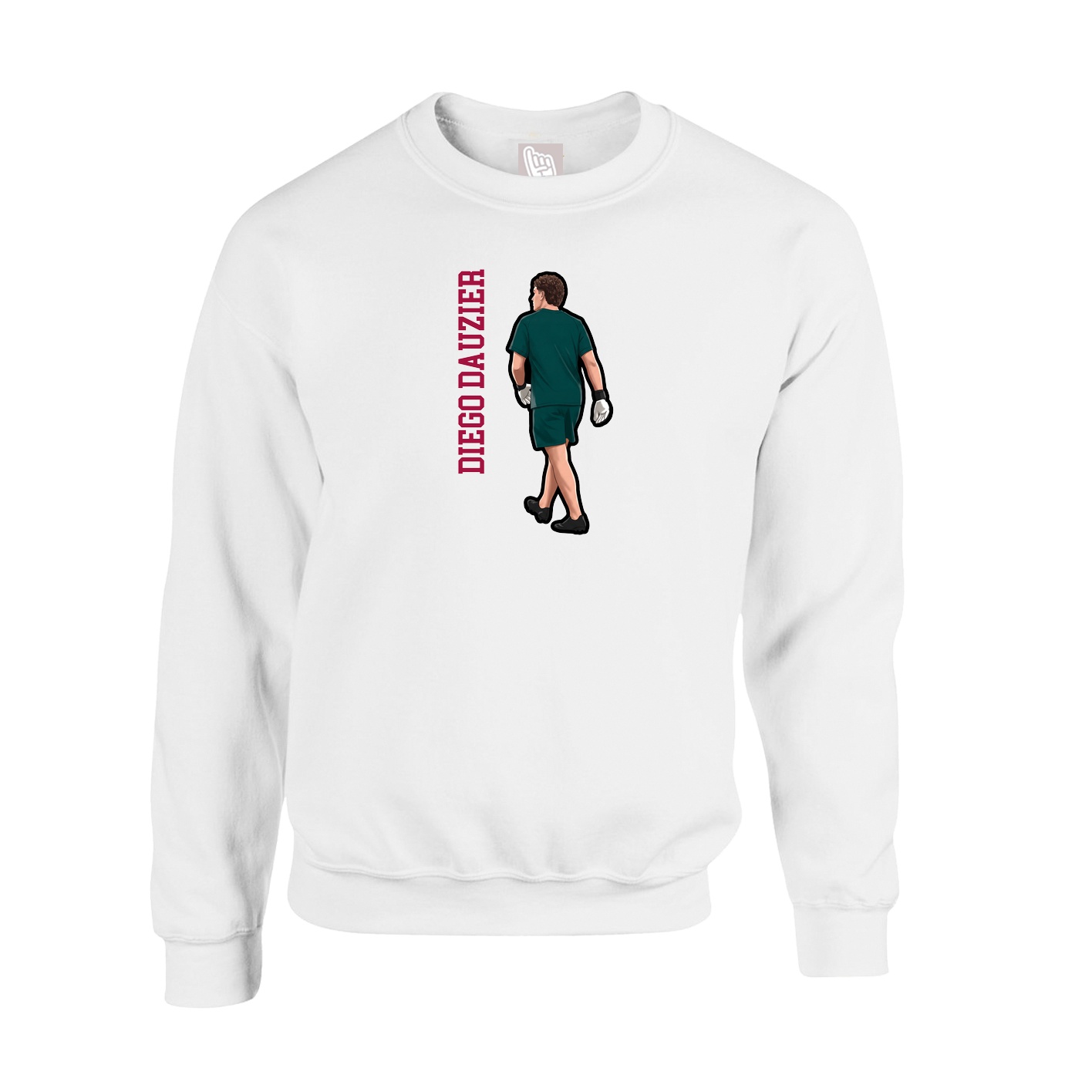 Fleece Crew — Name Vertical in White