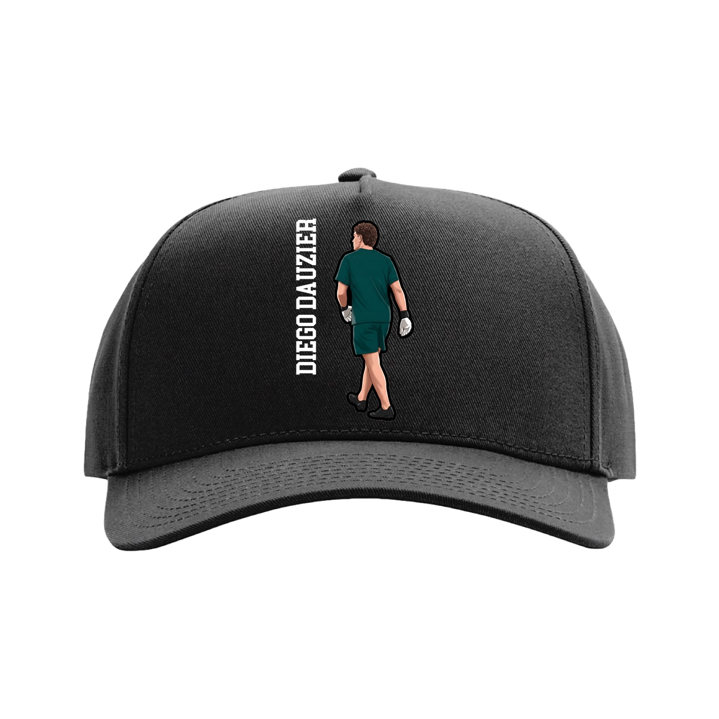 Full Fabric Five-Panel Champ Cap — Name Vertical in Black