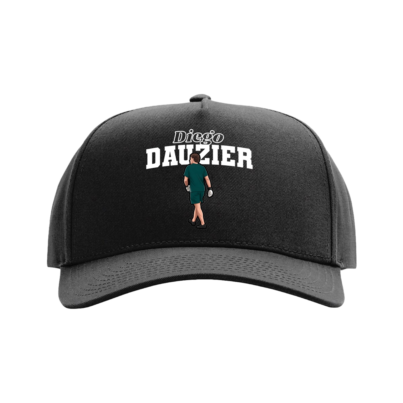 Full Fabric Five-Panel Champ Cap — Name Arch in Black