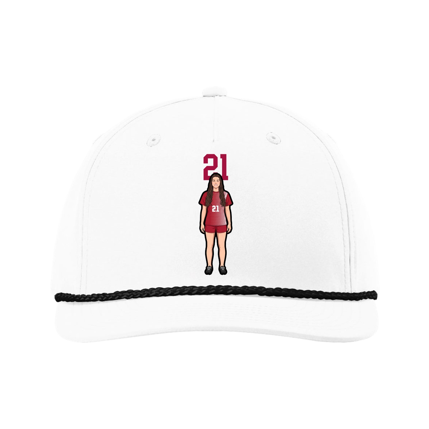 Five-Panel Classic Rope Cap — Number Top in White