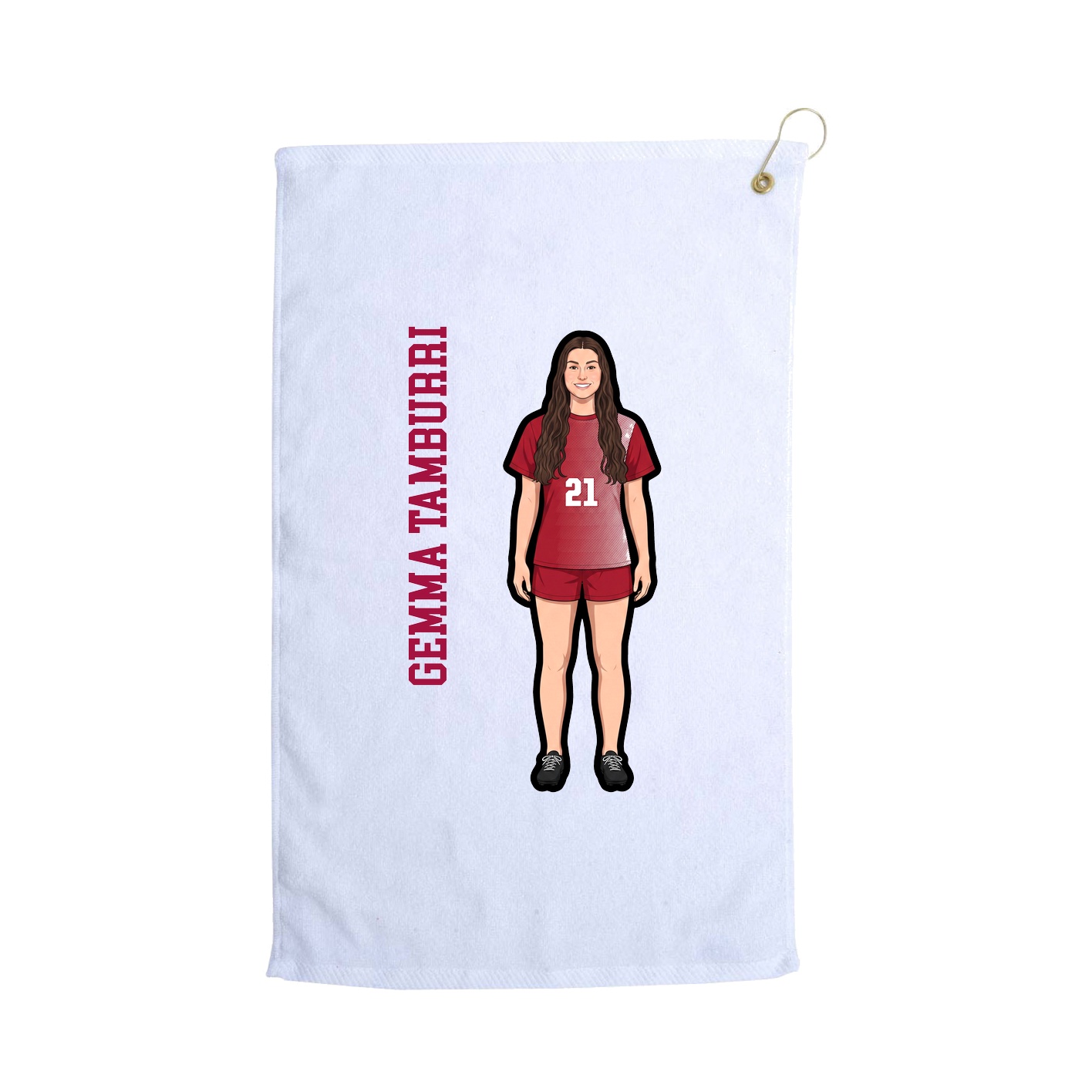 Golf Towel — Name Vertical in White