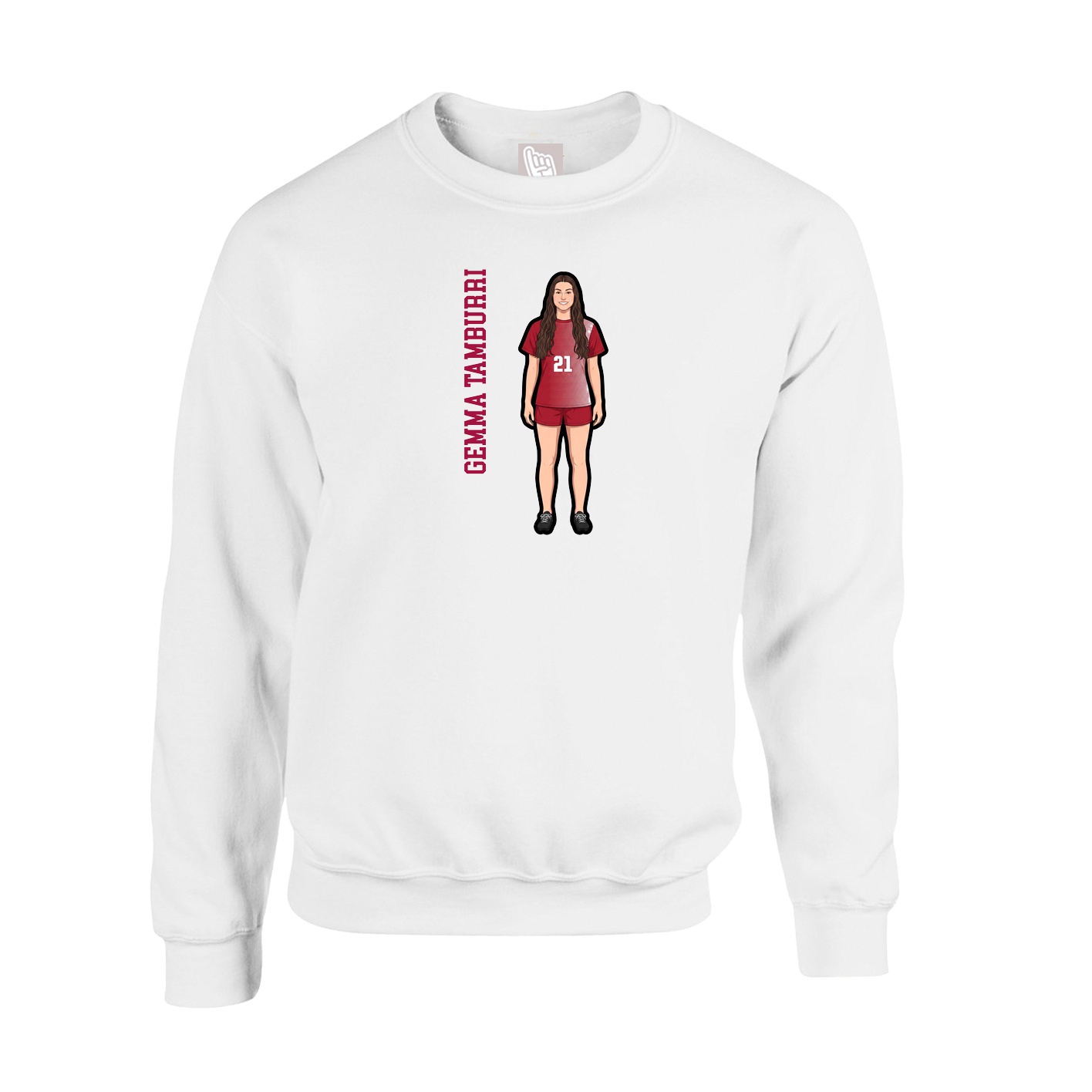 Fleece Crew — Name Vertical in White