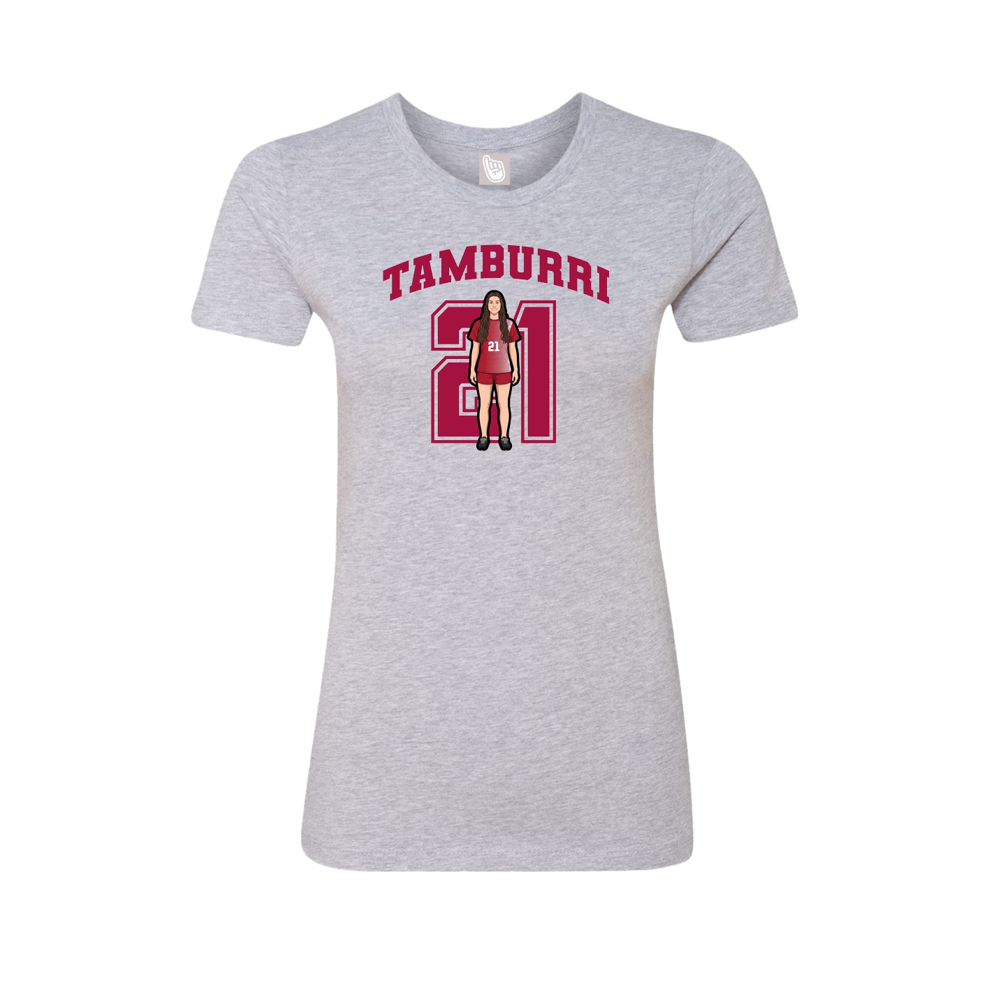 Fitted Women's Tee — Number in Grey