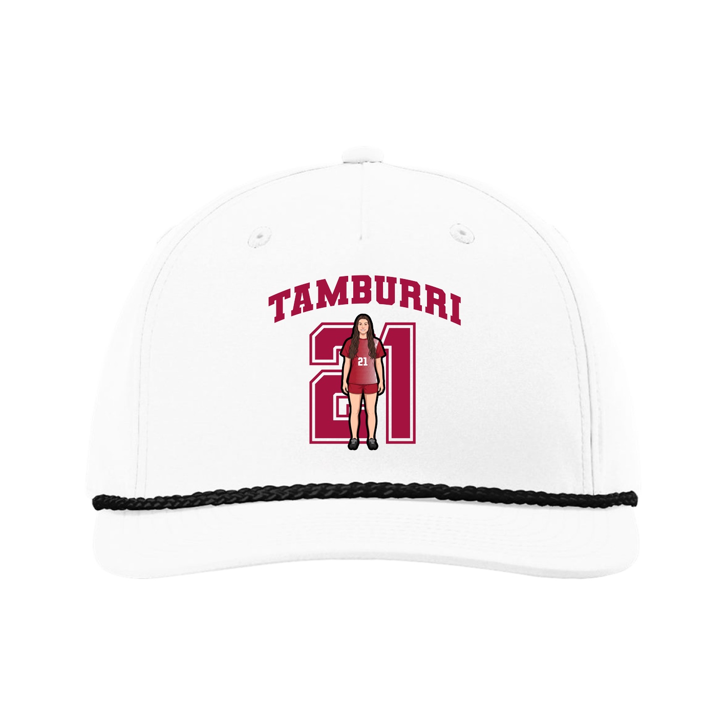 Five-Panel Classic Rope Cap — Number in White