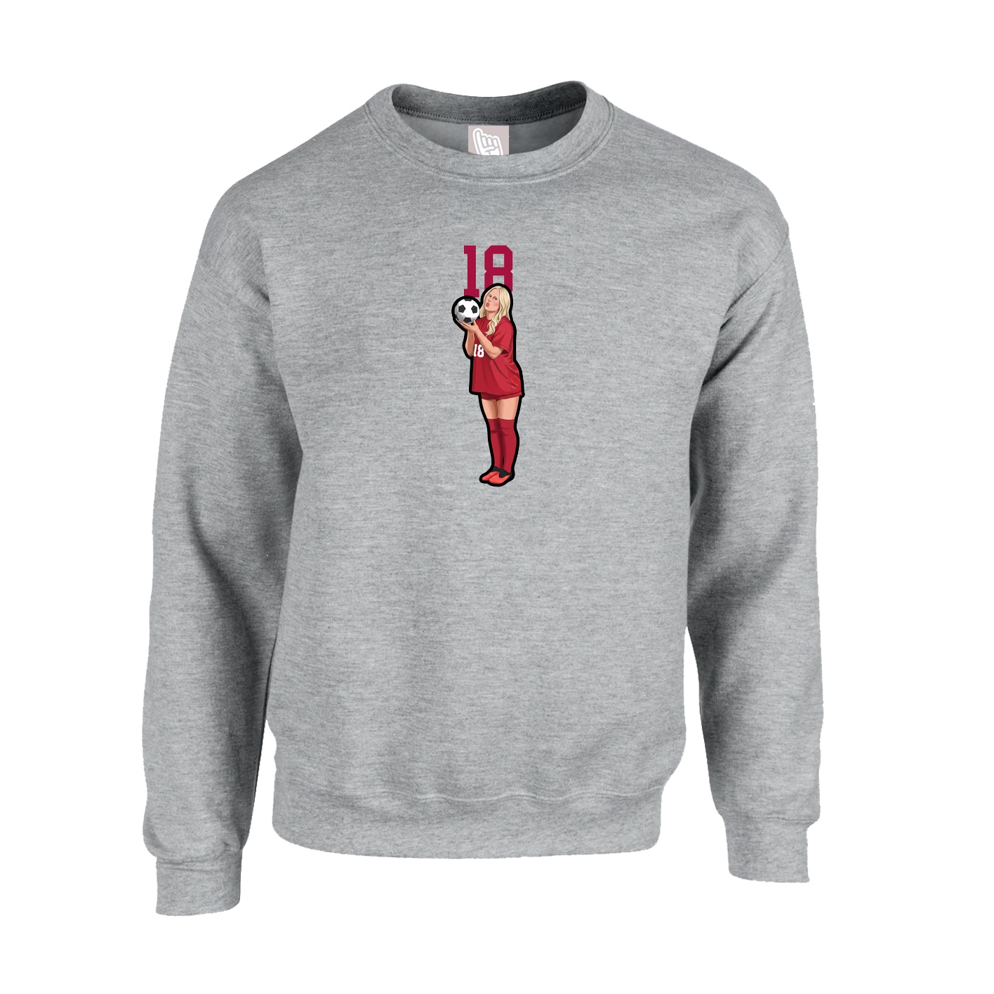 Fleece Crew — Number Top in Grey