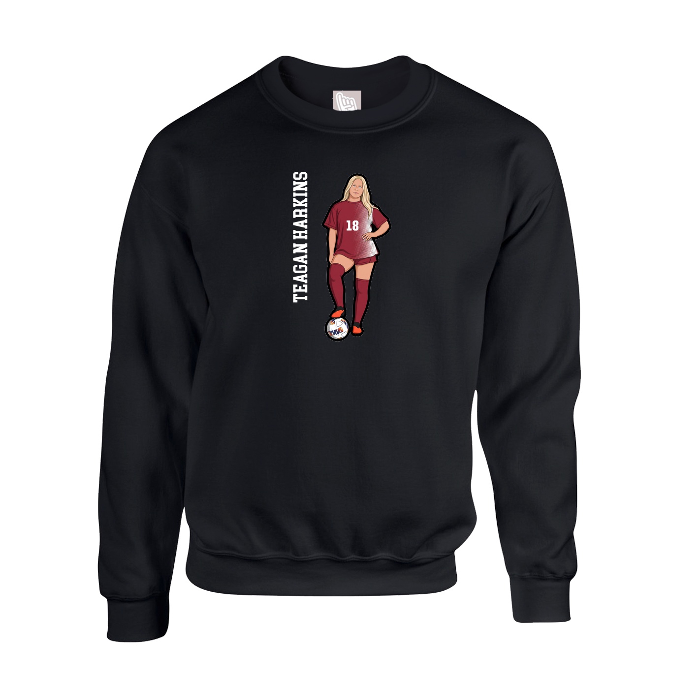 Fleece Crew — Name Vertical in Black