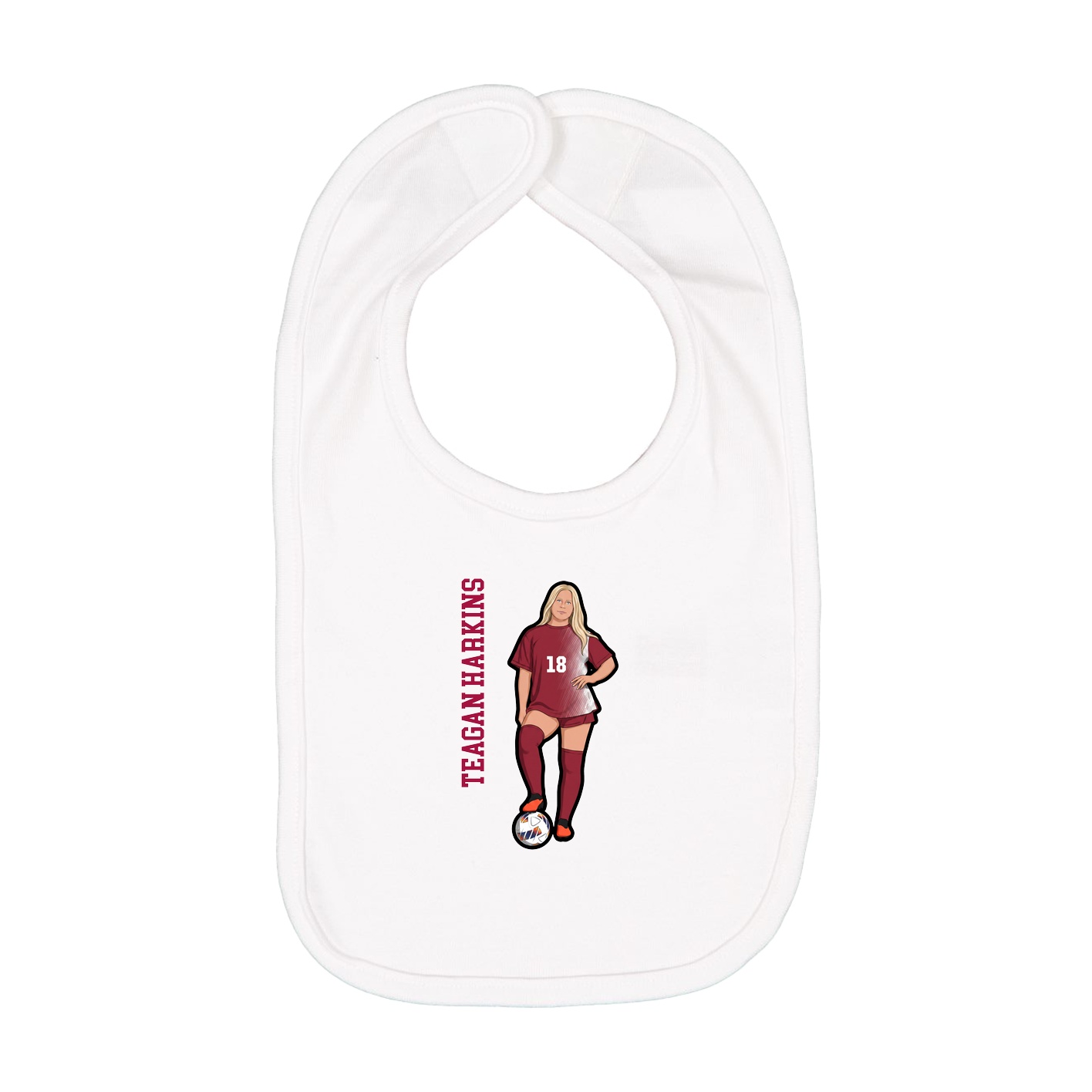 Infant Bib — Name Vertical in White
