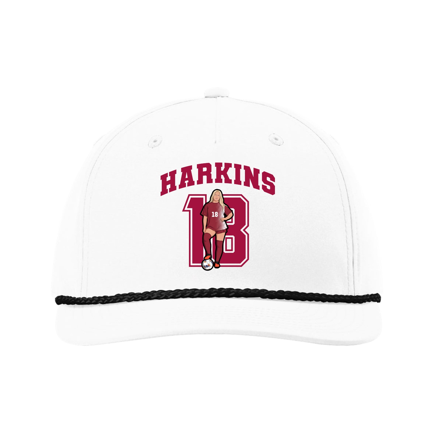 Five-Panel Classic Rope Cap — Number in White