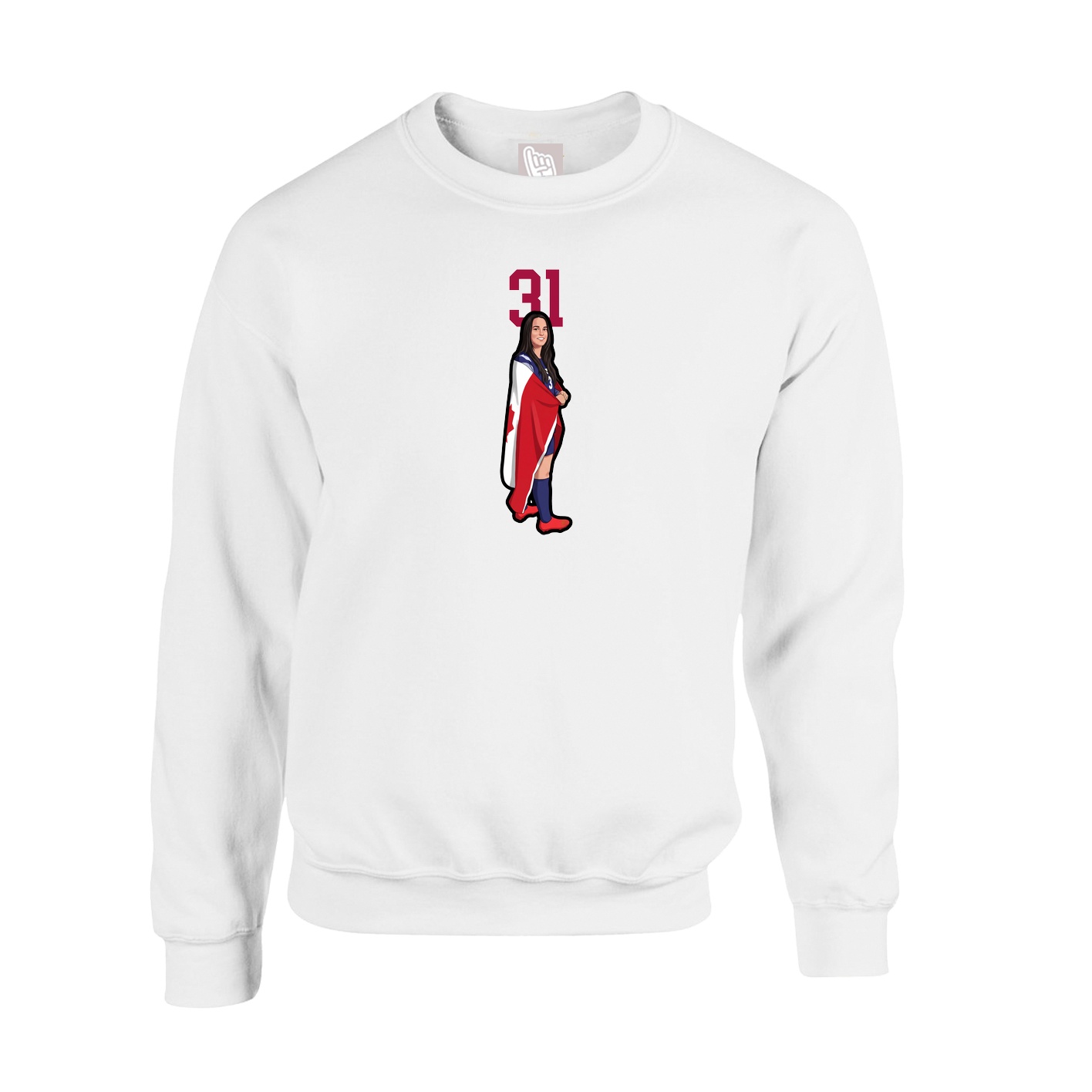 Fleece Crew — Number Top in White