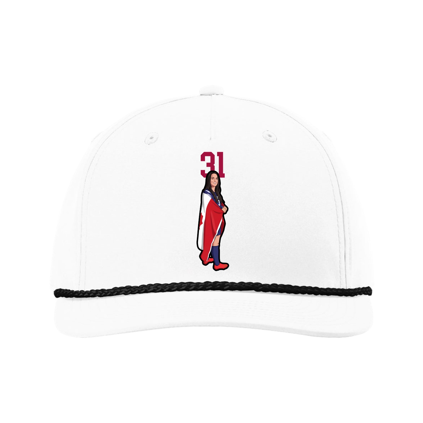 Five-Panel Classic Rope Cap — Number Top in White
