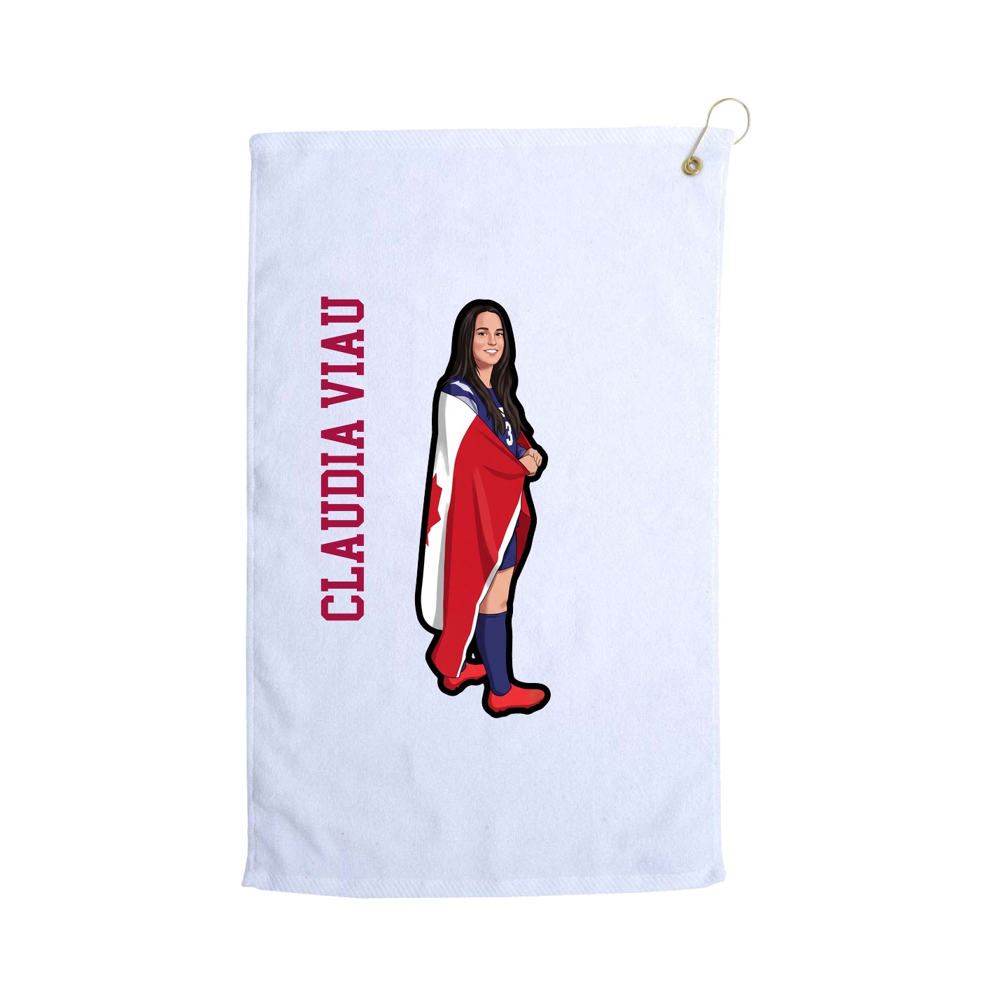 Golf Towel — Name Vertical in White