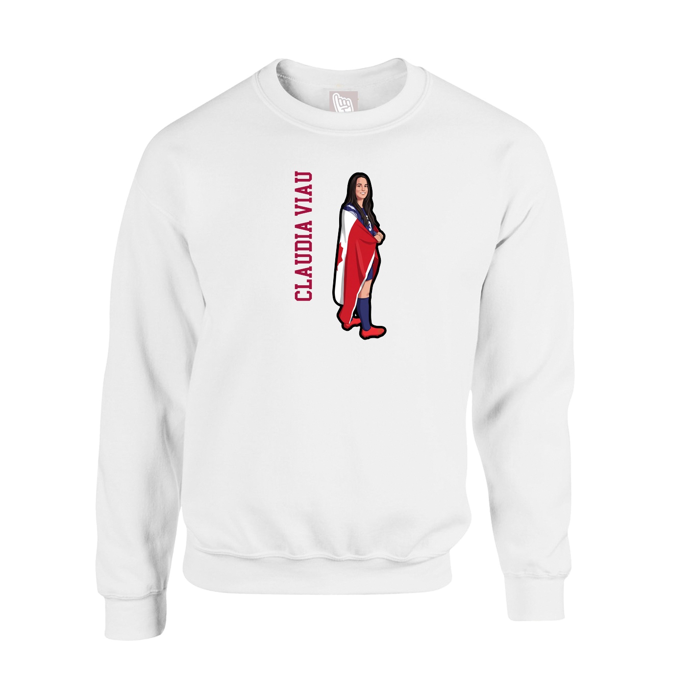 Fleece Crew — Name Vertical in White