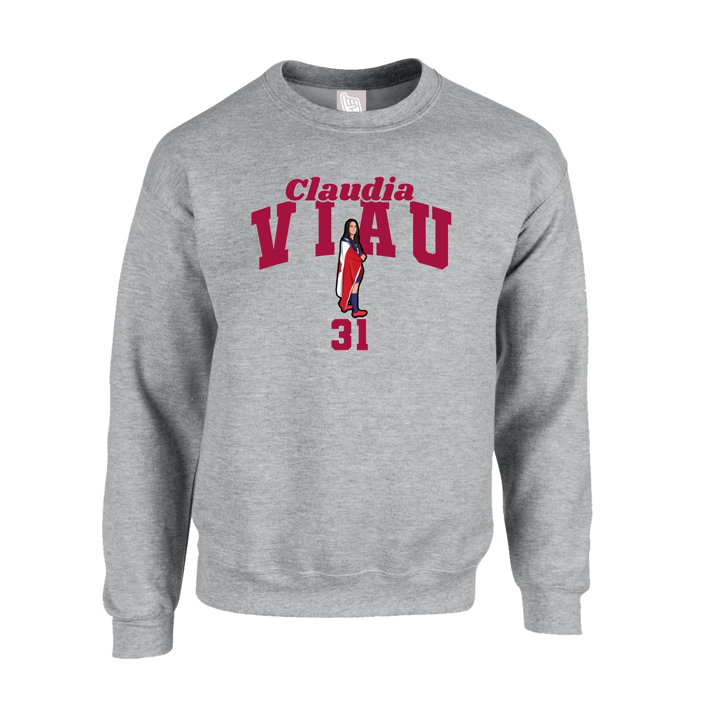 Fleece Crew — Signature Arch in Grey