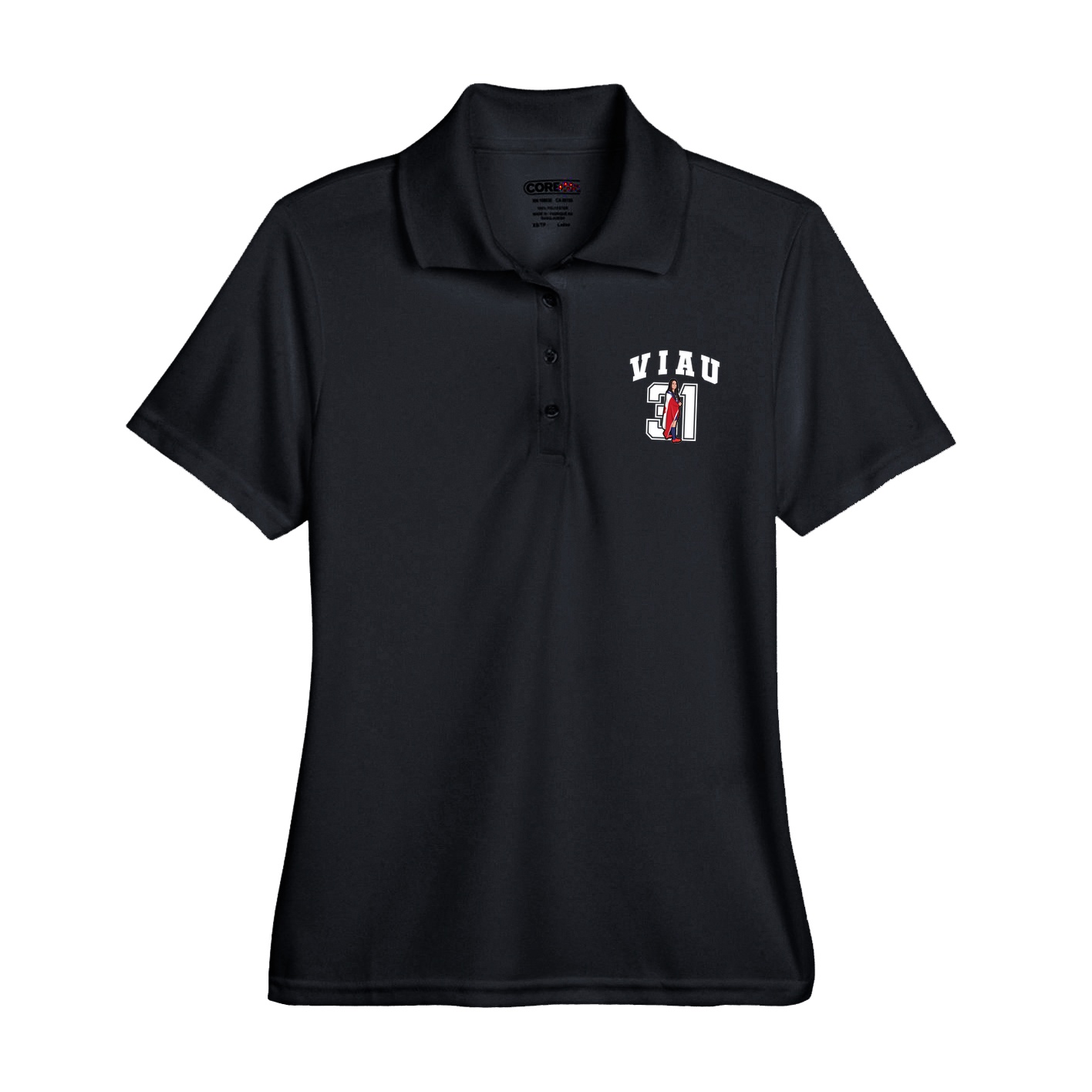 Womens Performance Polo — Number in Black