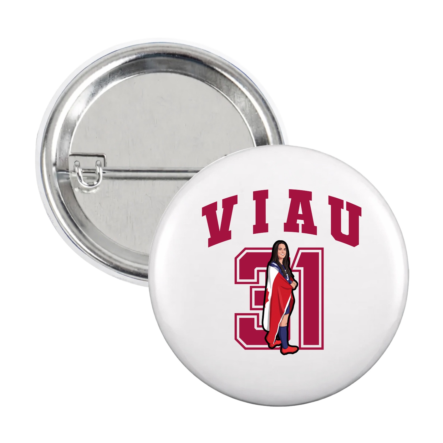 Game Day Button — Number in White