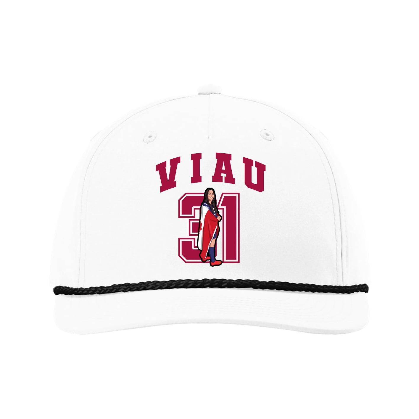 Five-Panel Classic Rope Cap — Number in White