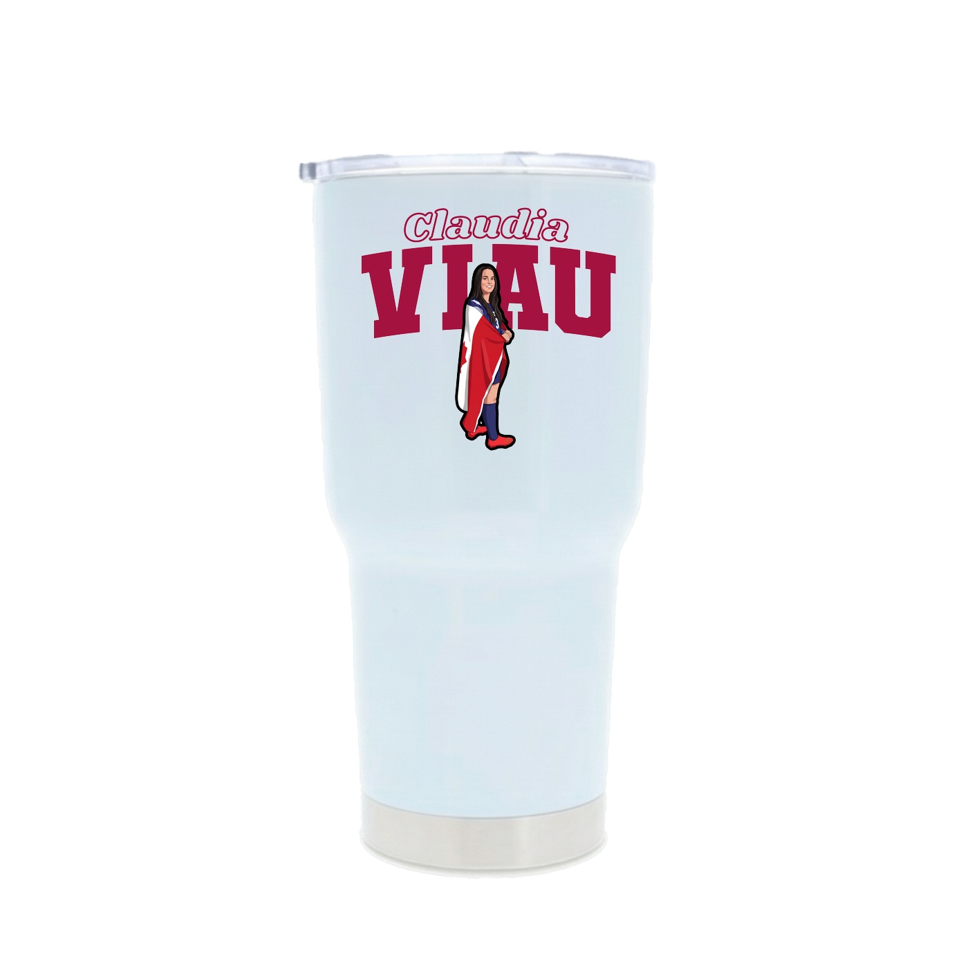 30oz Stainless Steel Tumbler — Name Arch in White