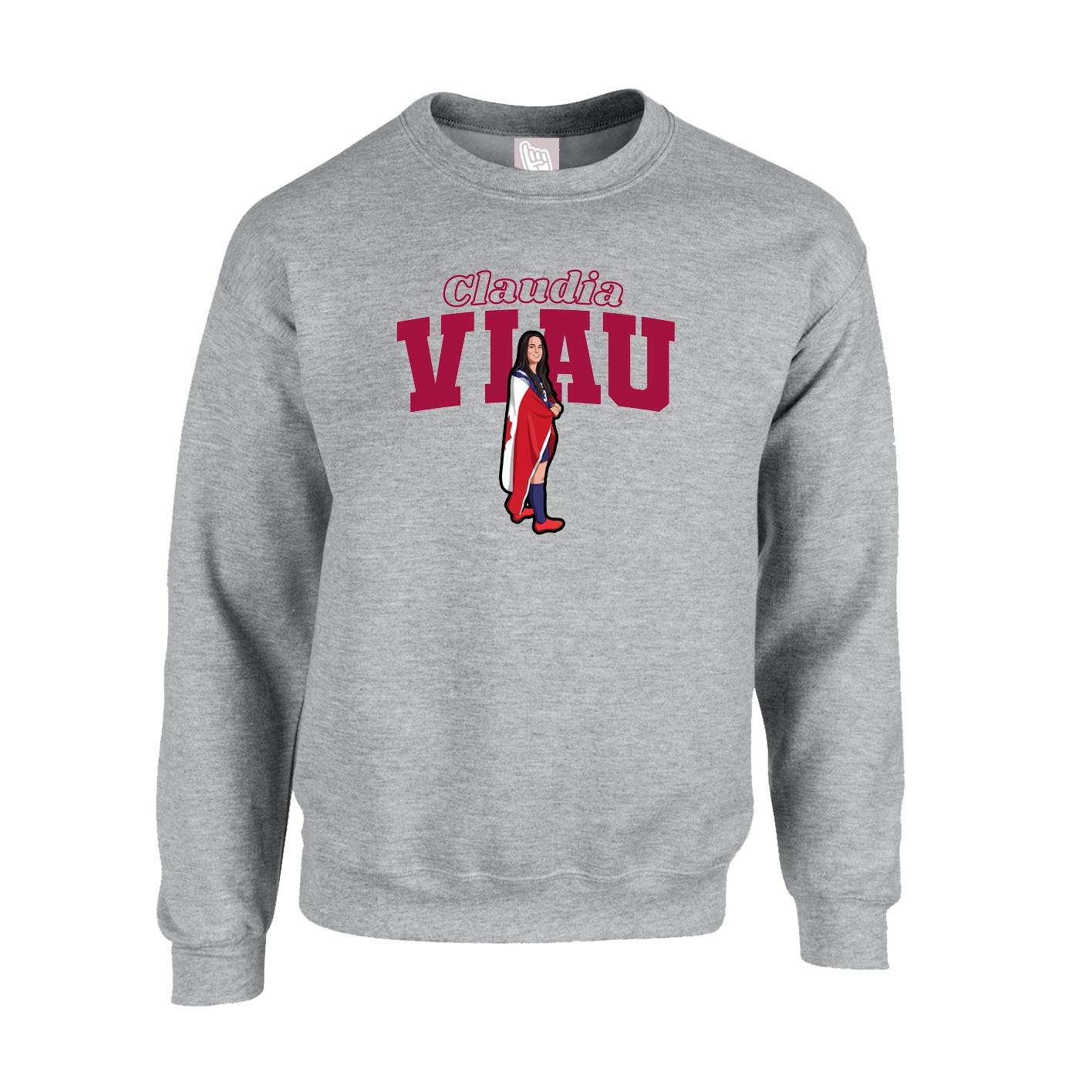 Fleece Crew — Name Arch in Grey