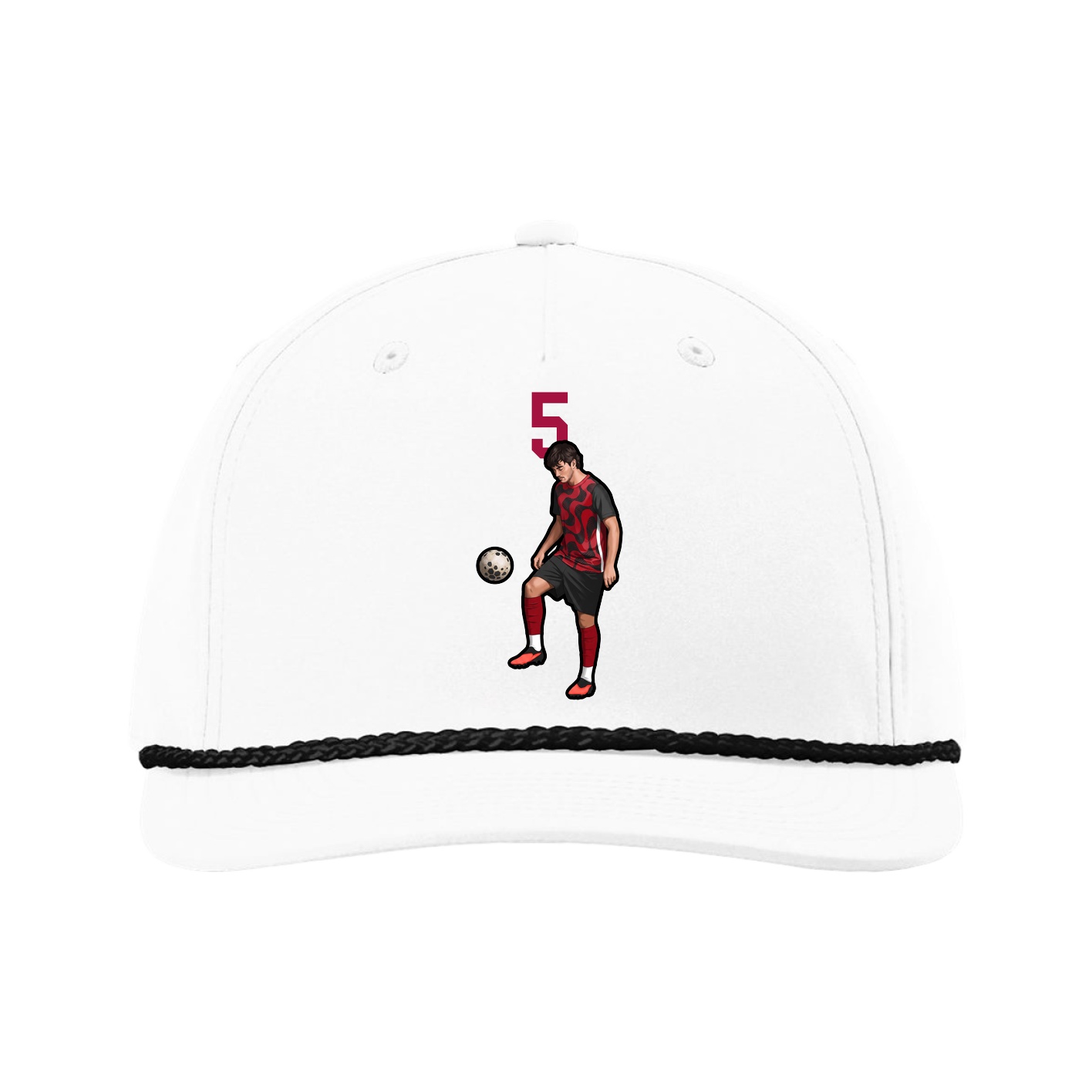 Five-Panel Classic Rope Cap — Number Top in White